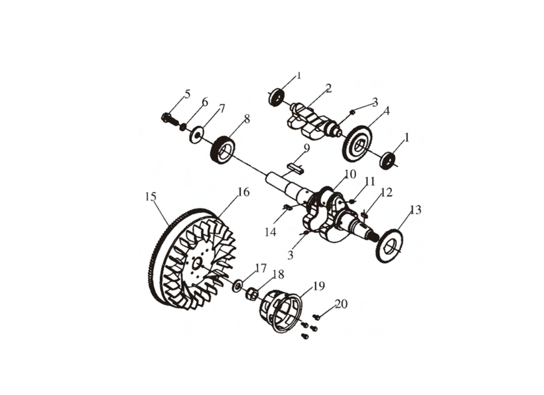 192F - wał korbowy, przeciwwaga, koło